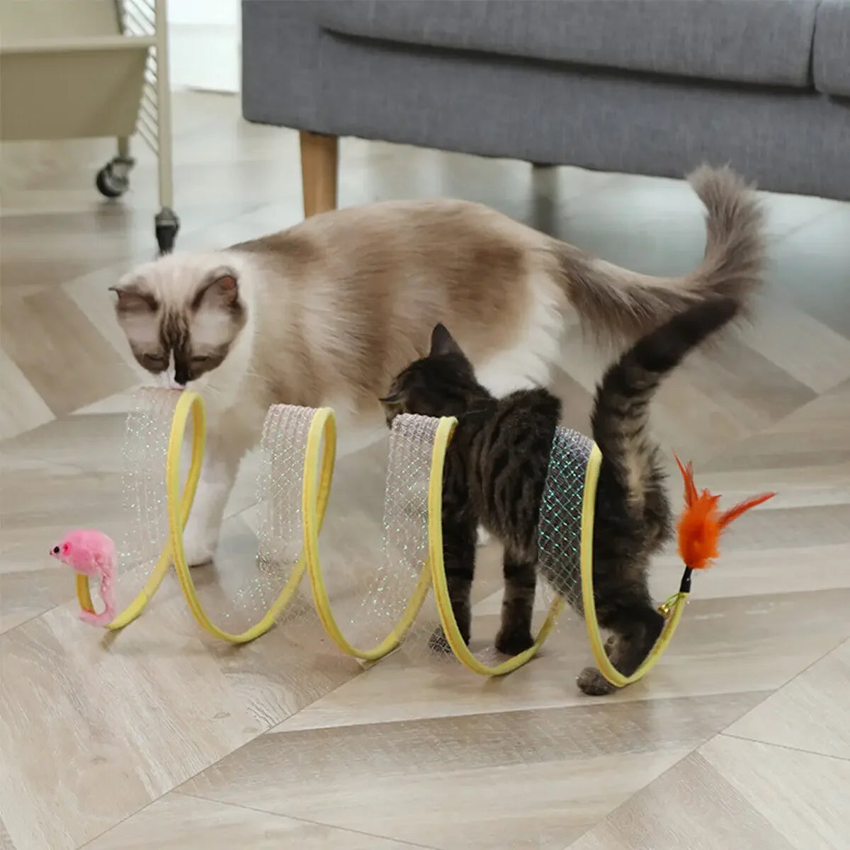 SELF-PLAY CAT HUNTING SPIRAL TUNNEL TOY.