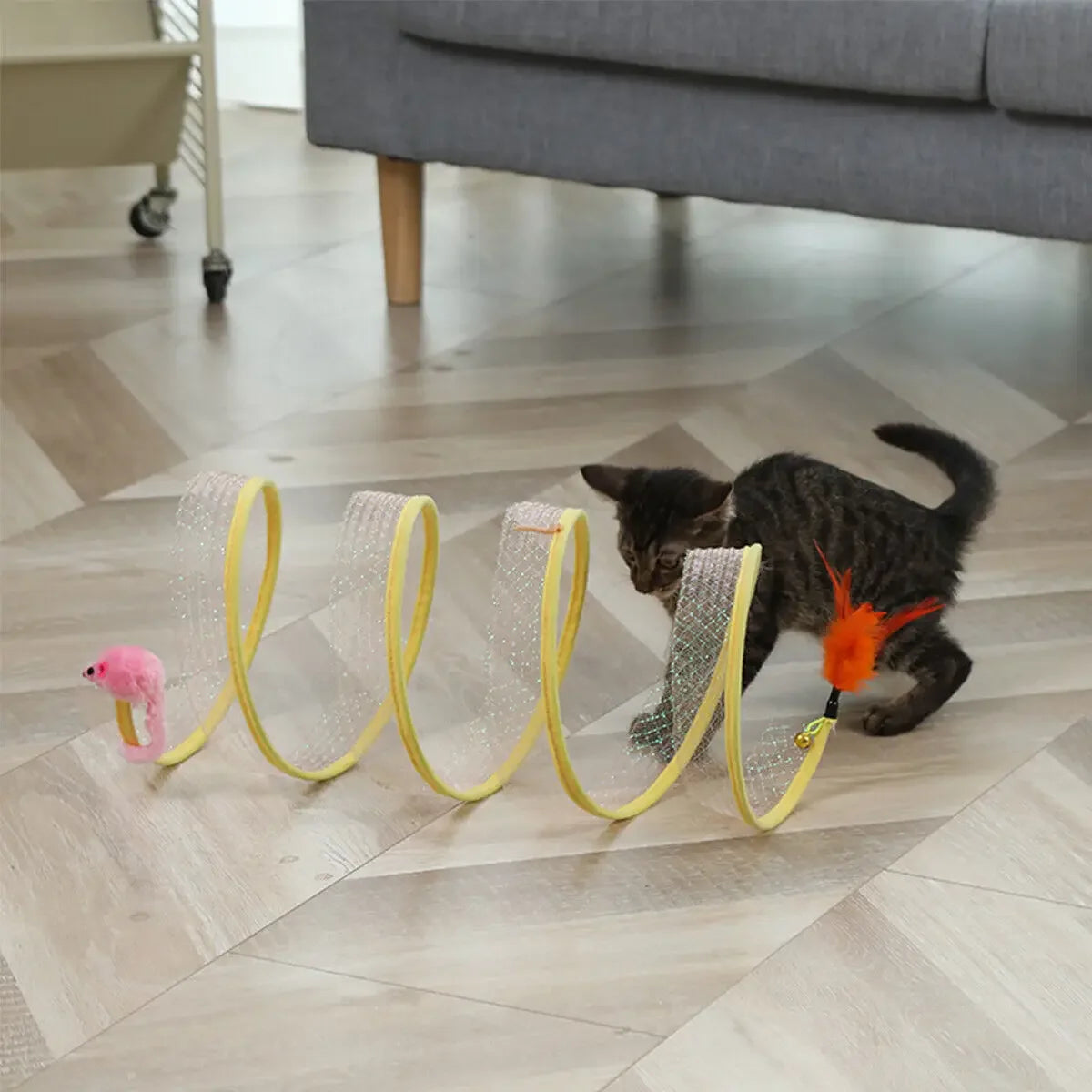 SELF-PLAY CAT HUNTING SPIRAL TUNNEL TOY.