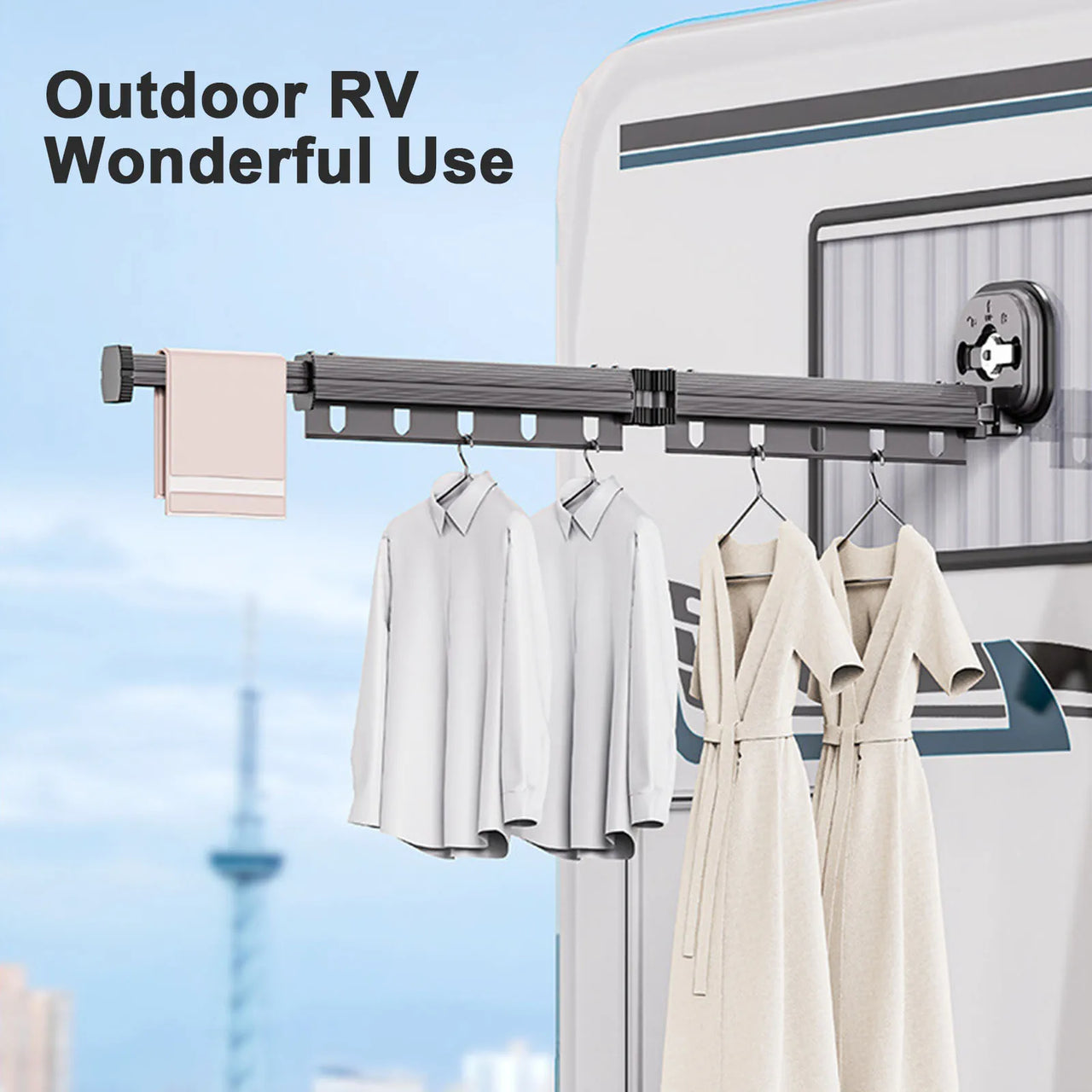 No Punching Wall Mounted Clothes Hanger Retractable.