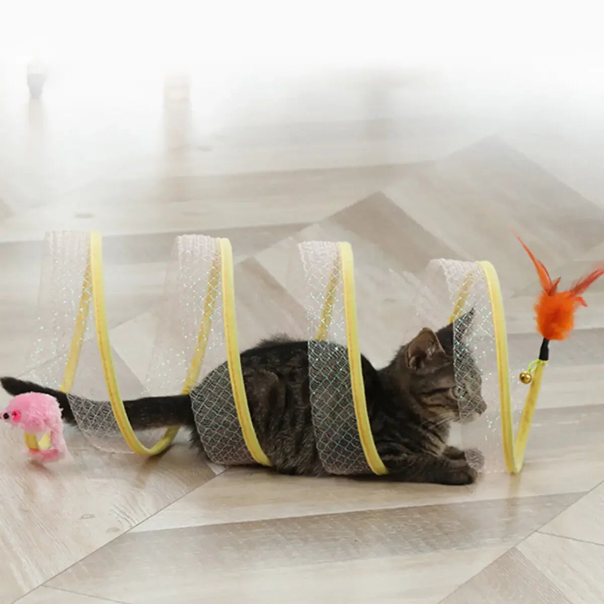 SELF-PLAY CAT HUNTING SPIRAL TUNNEL TOY.